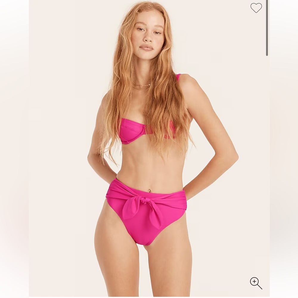 NWT J.Crew Tie High-Rise Bikini Bottom Size Small Radiant Fuchsia